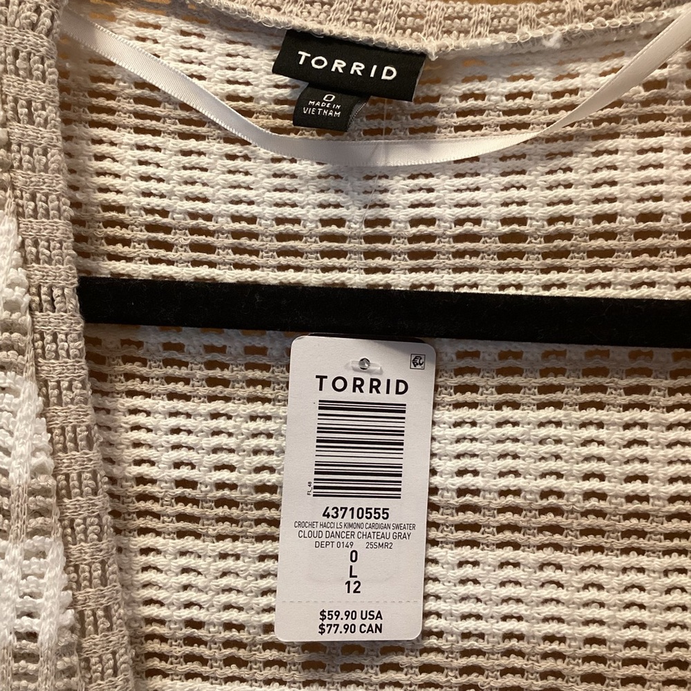 Torrid Cream and Tan Open Knit Cardigan NWT - Picture 2 of 10